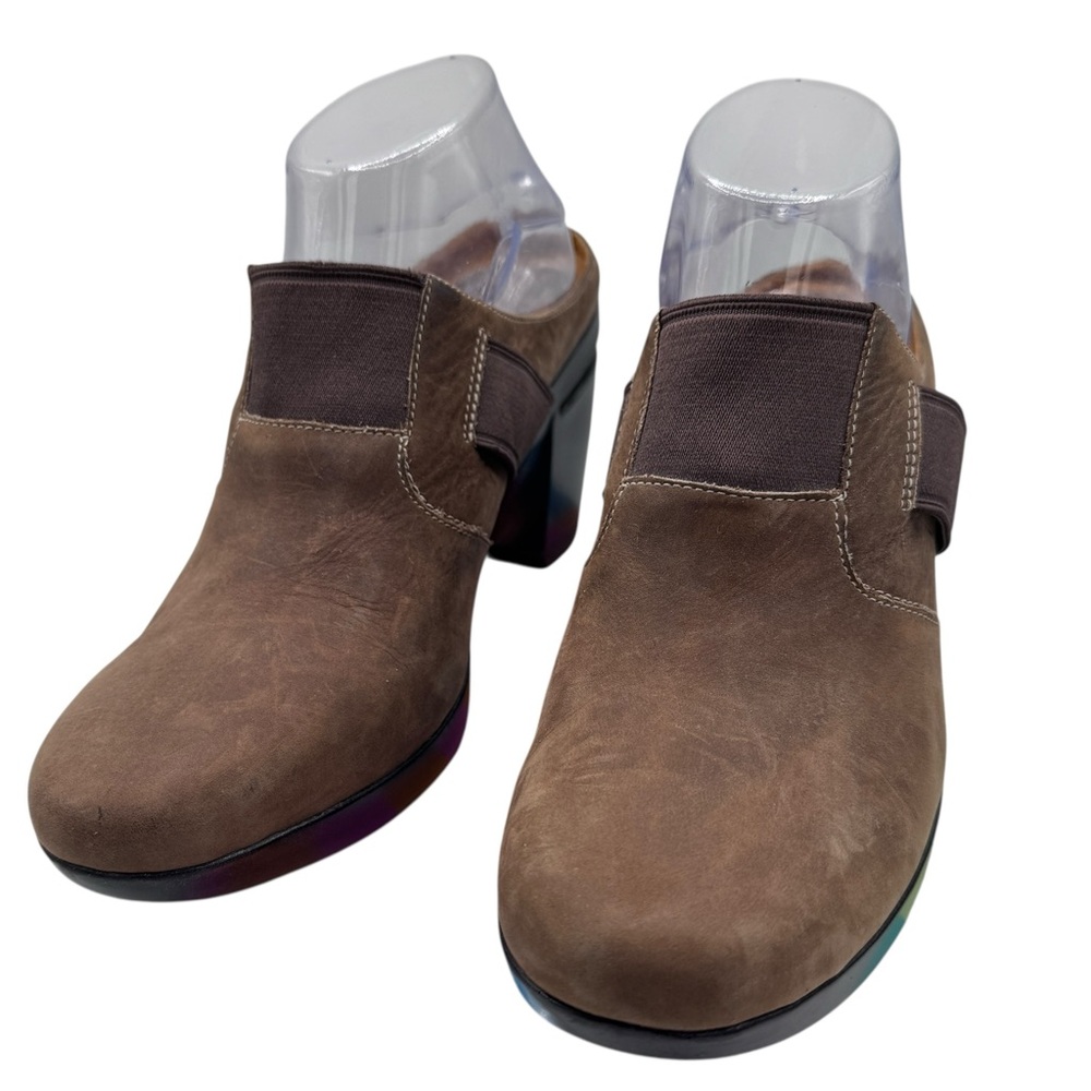 Women’s Brown Suede Slip-On Heeled Clogs - Picture 3 of 13